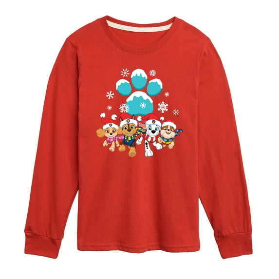 Paw Patrol - Pup Group Snowy Pawprint - Toddler And Youth Long Sleeve Graphic T-Shirt