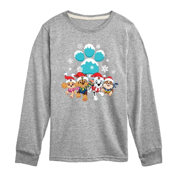 Paw Patrol - Pup Group Snowy Pawprint - Toddler And Youth Long Sleeve Graphic T-Shirt