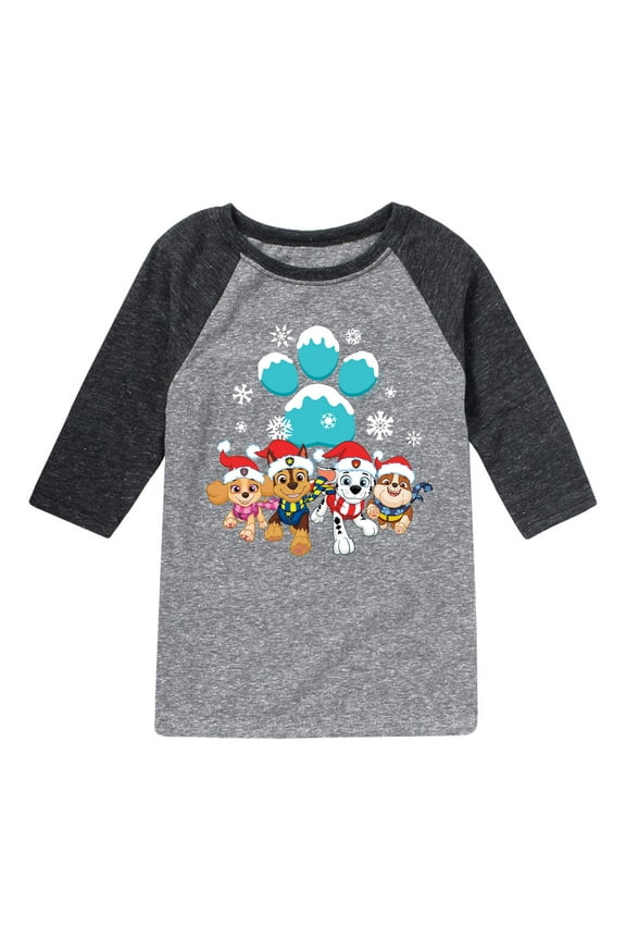 - Pup Group Snowy Pawprint - Toddler And Youth Raglan Graphic T-Shirt