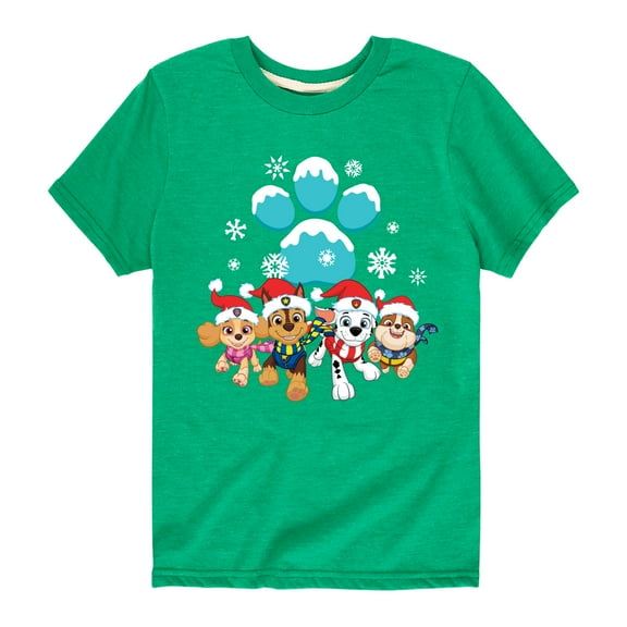 Paw Patrol - Pup Group Snowy Pawprint - Toddler And Youth Short Sleeve Graphic T-Shirt