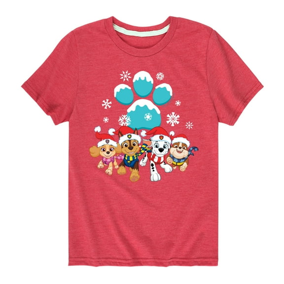 Paw Patrol - Pup Group Snowy Pawprint - Toddler And Youth Short Sleeve Graphic T-Shirt