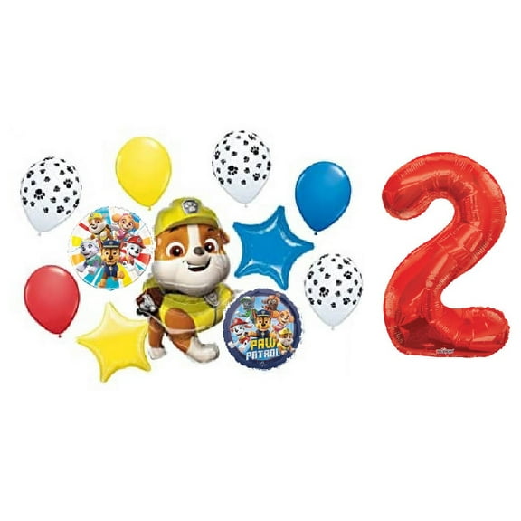 Paw Patrol Pup Rubble 2nd Birthday Party Supplies Balloon Bouquet Decorations
