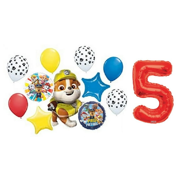 Paw Patrol Pup Rubble 5th Birthday Party Supplies Balloon Bouquet Decorations