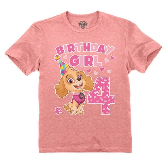 Paw Patrol Pup Skye 4 Gifts for Four Years Old Girls 4th Birthday Girl Theme Party Toddler Kids T-Shirt 4T Heather Mauve