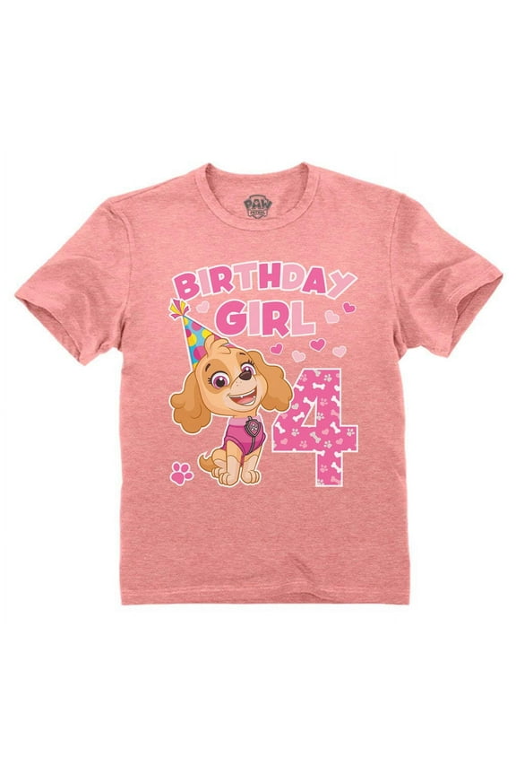 Paw Patrol Pup Skye 4 Gifts for Four Years Old Girls 4th Birthday Girl Theme Party Toddler Kids T-Shirt 4T Heather Mauve