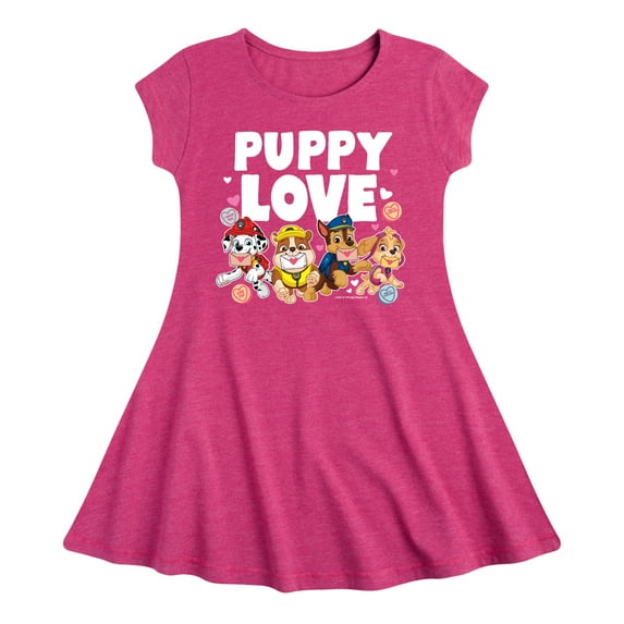Paw Patrol - Puppy Luv - Toddler And Youth Girls Fit And Flare Dress