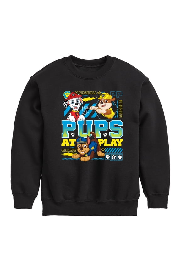 - Pups At Play - Toddler & Youth Crewneck Fleece Sweatshirt