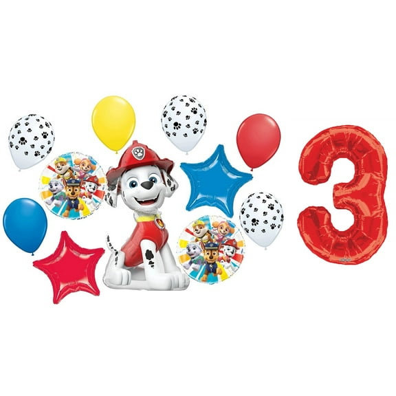 Paw Patrol Pups Marshall Dalmatian Dog 3rd Birthday Party 12 Piece Supplies Balloon Bouquet Decorations