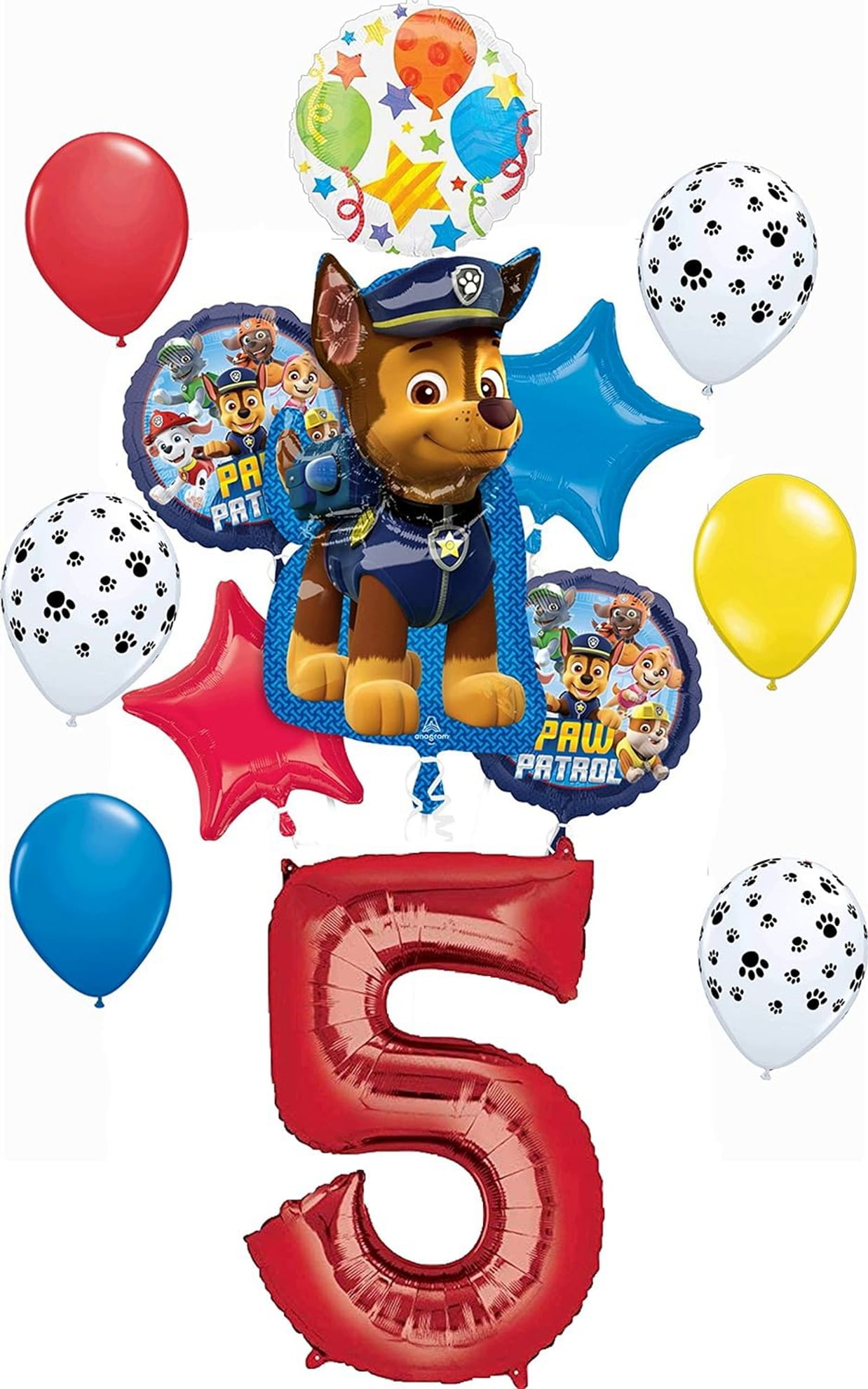 Paw Patrol Pups Party Supplies 5th Birthday Chase Balloon Bouquet Decorations