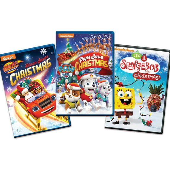 Paw Patrol: Pups Save Christmas/Blaze Saves Christmas/Spongebob Squarepants Christmas - Holiday 3 pack Bundle