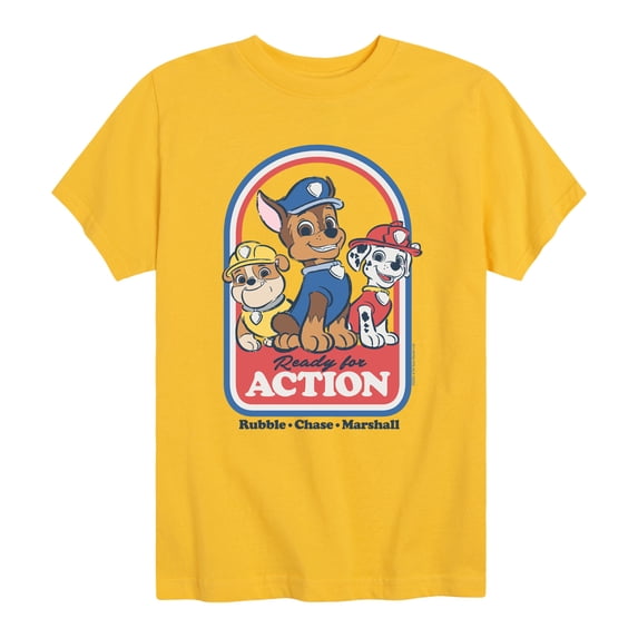 Paw Patrol - Ready For Action - Youth Boys Short Sleeve Graphic T-Shirt