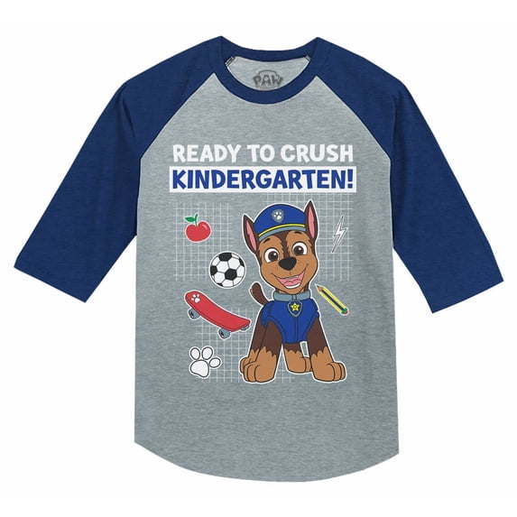 Paw Patrol Ready To Crush Kindergarten Back To School Crush Raglan Blue 5T