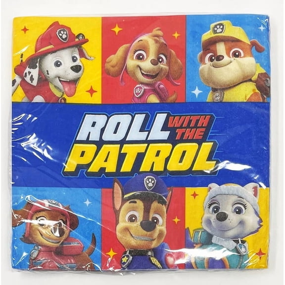 Paw Patrol Roll with Patrol Skye Marshall & More Large Disposable Party Napkins - Pack of 16