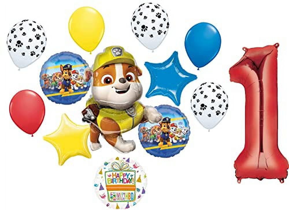 Paw Patrol Rubble 1st Birthday Party Supplies Balloon Bouquet Decorations