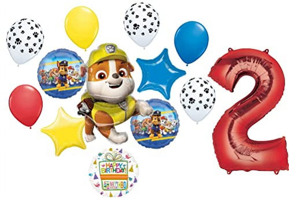 Paw Patrol Rubble 2nd Birthday Party Supplies Balloon Bouquet Decorations