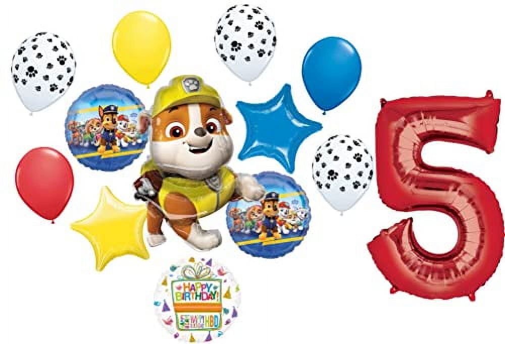 Paw Patrol Rubble 5th Birthday Party Supplies Balloon Bouquet Decorations