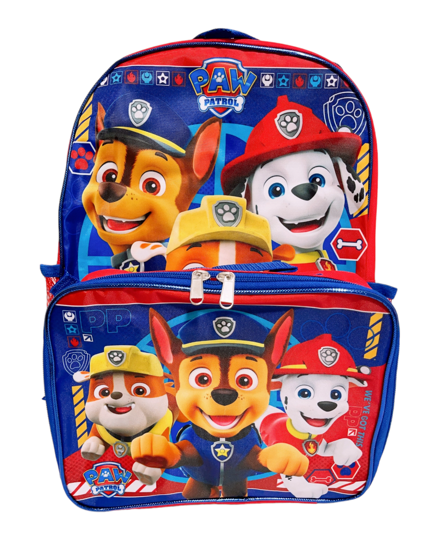 Paw Patrol Rubble Chase Marshall Boys 16" Large Backpack With Lunch Bag Set- A25115