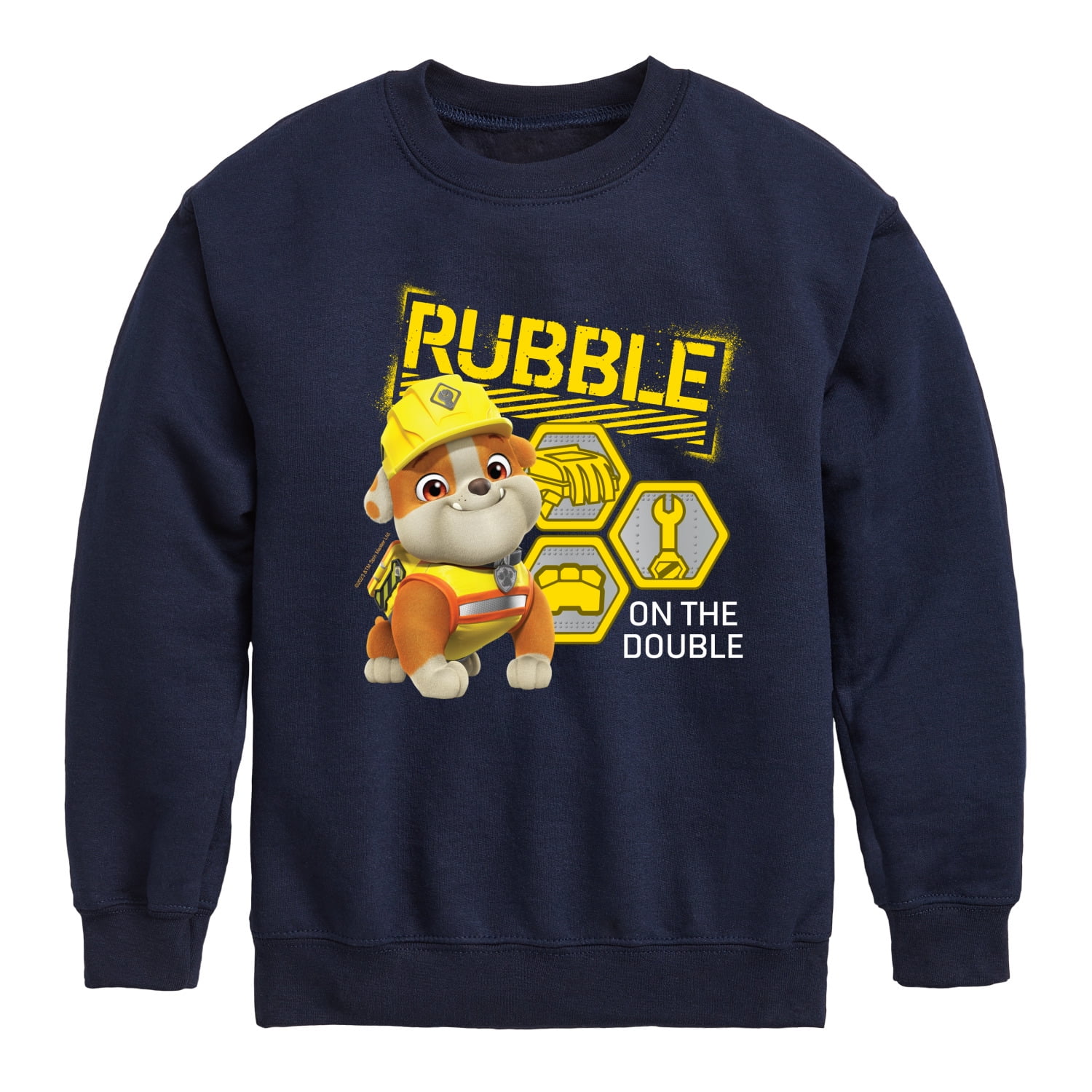 - Double Toddler Crewneck - Crew Youth the & Fleece Sweatshirt Paw Rubble Patrol Rubble On - &