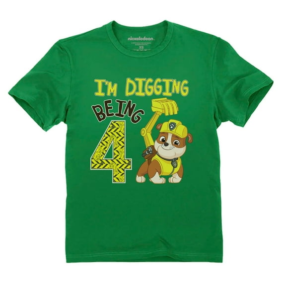 Paw Patrol Rubble Digging 4th Birthday, Official Toddler Kids T-Shirt: Perfect Paw Patrol-Themed Gift for Your Little One's Big Day