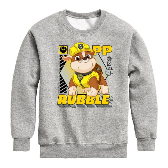 Paw Patrol - Rubble Graphic - Toddler & Youth Crewneck Fleece Sweatshirt