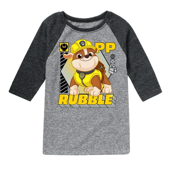 Paw Patrol - Rubble Graphic - Toddler & Youth Raglan Graphic T-Shirt