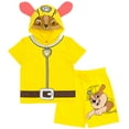 thumbnail image 1 of Paw Patrol Rubble Little Boy Girl Kids Cosplay T-Shirt and Bike Shorts French Terry Outfit Set Yellow 6, 1 of 5