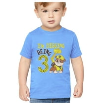 Paw Patrol Rubble Pup Toddler Shirt - Celebrating 3rd Birthday with Paw Patrol Tee - Perfect 3 Year Old Boy Gift - Tractor Themed Paw Patrol Shirts for Boys
