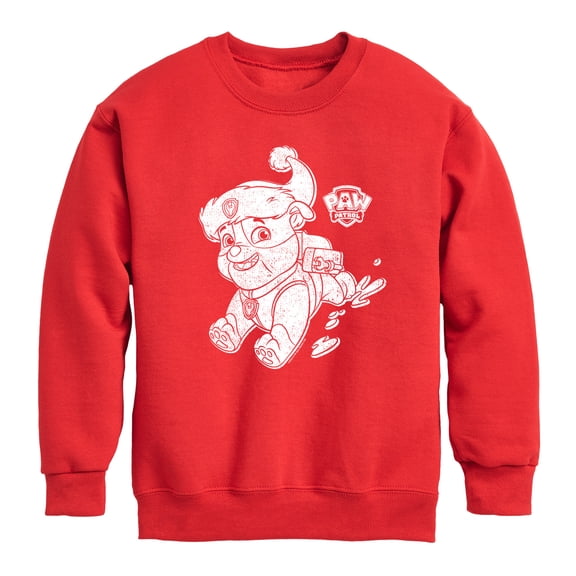 Paw Patrol - Rubble Santa Hat - Toddler And Youth Crewneck Fleece Sweatshirt