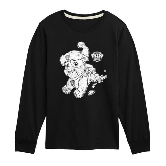 Paw Patrol - Rubble Santa Hat - Toddler And Youth Long Sleeve Graphic T-Shirt