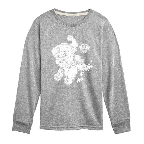 Paw Patrol - Rubble Santa Hat - Toddler And Youth Long Sleeve Graphic T-Shirt