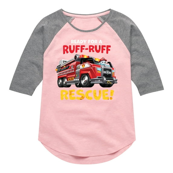 Paw Patrol - Ruff Ruff Rescue - Toddler And Youth Girls Raglan Graphic T-Shirt