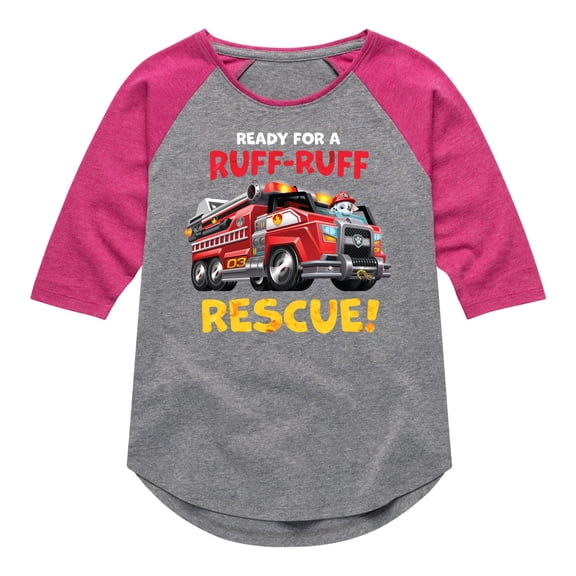 Paw Patrol - Ruff Ruff Rescue - Toddler And Youth Girls Raglan Graphic T-Shirt