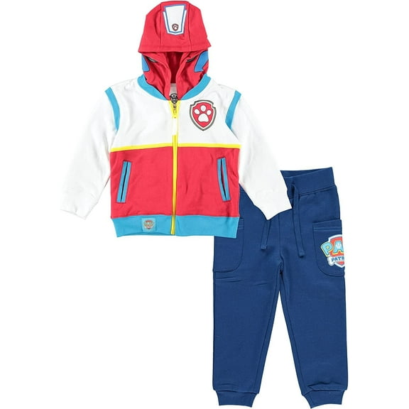 Paw Patrol Ryder Character Big Face 2 PACK Zip-up Hoodie and Jogger Pants- Ryder Costume Hoodie Set Ryder, 4T
