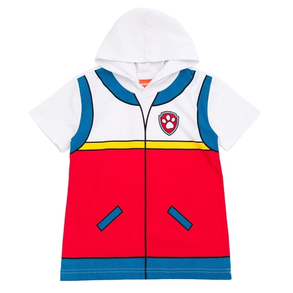 Paw Patrol Adult Men or Women Cosplay Hooded T-Shirt Ryder Red Blue