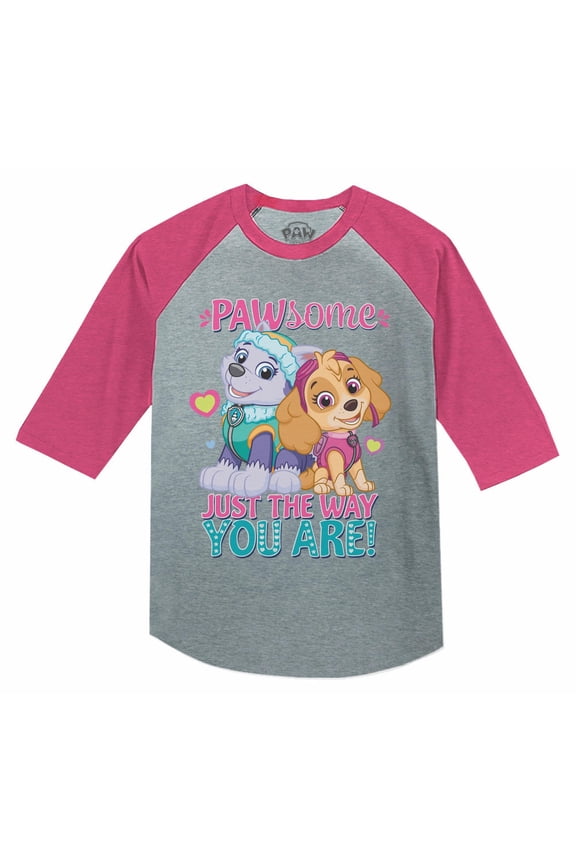 Paw Patrol Shirt Toddler Girls Skye Everest Nickelodeon Shirt Pawsome Raglan Tee Pawsome Pink 3T