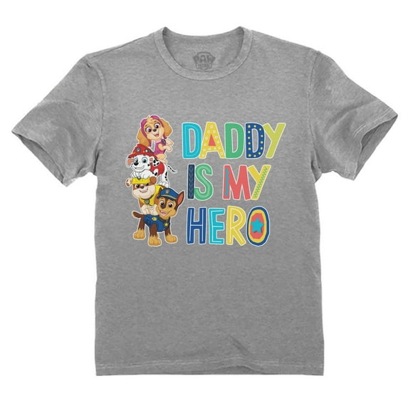 Paw Patrol Shirt for Boys - I Love My Dad Father's Day Toddler Kids Shirts - Cute and Comfortable Paw Patrol Tee for Boys - Ideal Gift for Little Boys to Show Dad Love - Gray - Great for Holidays