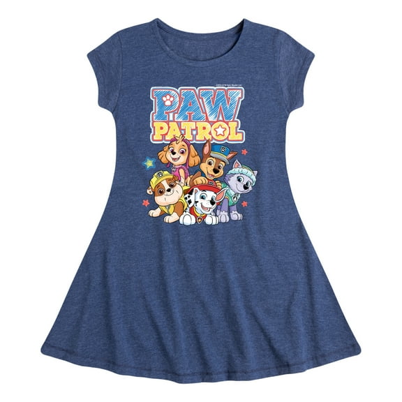Paw Patrol - Sketch Character Group - Toddler & Youth Girls Fit & Flare Dress
