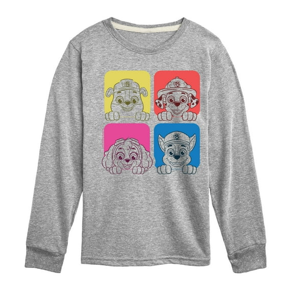 Paw Patrol - Sketch Grid - Toddler & Youth Long Sleeve Graphic T-Shirt