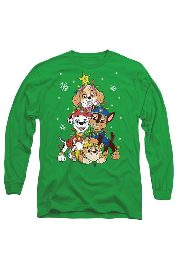 Sky Chase Christmas Tree Unisex Adult Long-Sleeve T Shirt, Kelly Green, 2X-Large
