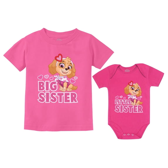 Paw Patrol Skye Big Sister Little Sister Matching Outfits Shirts for Girls Kid Pink 3T / Baby Wow pink 24M (18-24M)