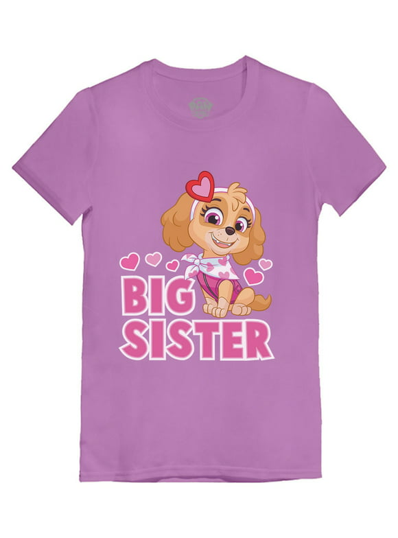 Paw Patrol Skye Big Sister Shirt Big Sis Gift Youth Kids Girls' Fitted T-Shirt XL (9-10) Lavender