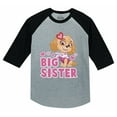 thumbnail image 1 of Paw Patrol Skye Big Sister Shirt Girls 3/4 Sleeve Baseball Jersey Toddler Shirt 3T Dark Gray, 1 of 5