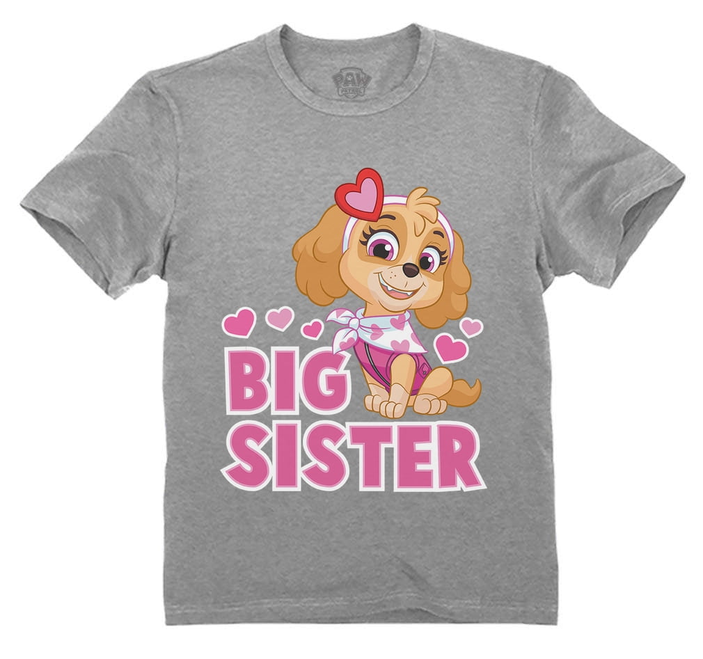 Paw Patrol Skye Big Sister Nickelodeon Kids\' T-Shirt Paw Sister - Sister Paw Kids\' - Gift - Promoted for Tee - Girls\' Big - Announcement Toddler Outfit Patrol Patrol Big Top Sisters 