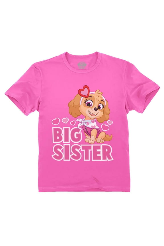 Paw Patrol Skye Big Sister T-Shirt - Girls' Promoted Sister Outfit - Toddler Kids' Big Sister Announcement Top - Nickelodeon Paw Patrol - Gift for Big Sisters - Kids' Paw Patrol Tee - 5T Pink
