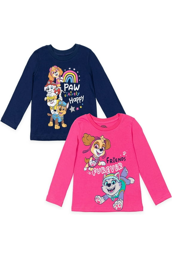 Skye Chase Marshall Big Girls 2 Pack Pullover Long Sleeve T-Shirts Toddler to Big Kid