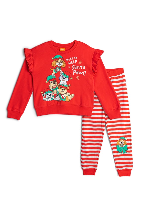 Skye Chase Marshall Christmas Fleece Pullover Sweatshirt and Jogger Pants Outfit Set Toddler to Big Kid
