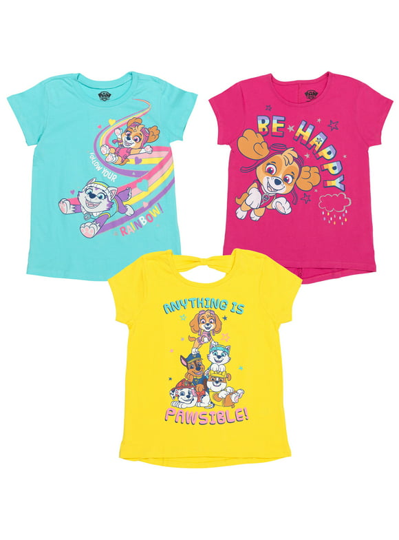 Paw Patrol Skye Chase Marshall Toddler Girls 3 Pack T-Shirts Toddler to Big Kid