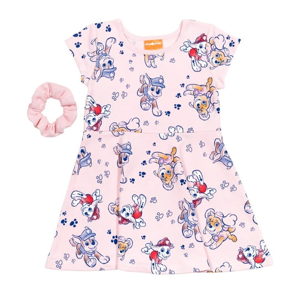 Paw Patrol Skye Chase Marshall Toddler Girls Skater Dress and Scrunchie Toddler to Big Kid