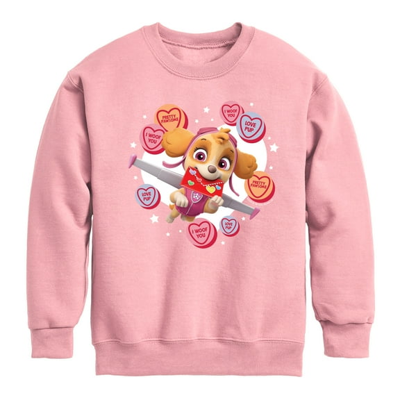 Paw Patrol - Skye Conversation Hearts - Toddler And Youth Crewneck Fleece Sweatshirt