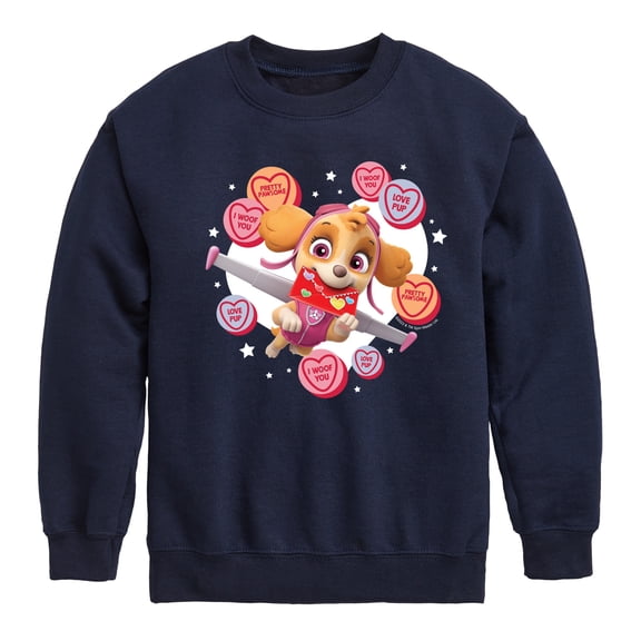 Paw Patrol - Skye Conversation Hearts - Toddler And Youth Crewneck Fleece Sweatshirt